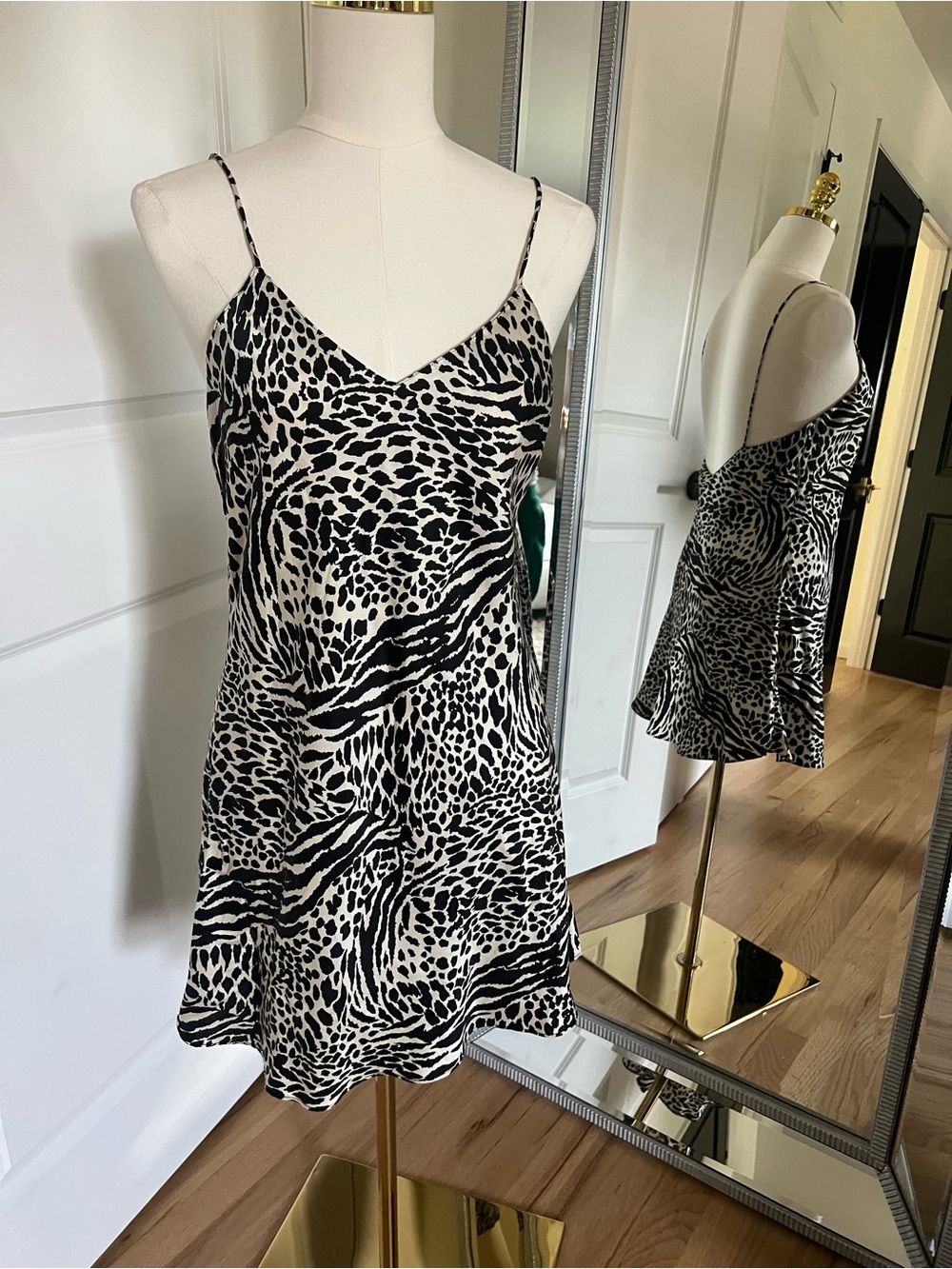 Victoria's Secret Gold label Silk Animal Print Slip Dress